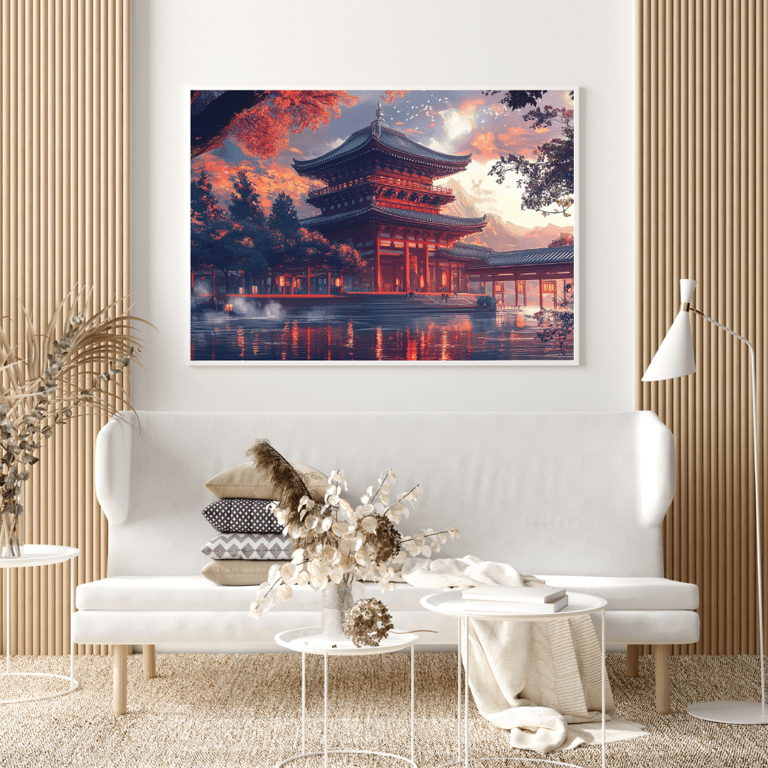 Temple Reflections – Japanese Pagoda Wall Art - Aestheticanvas