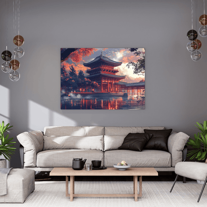 Temple Reflections – Japanese Pagoda Wall Art - Aestheticanvas