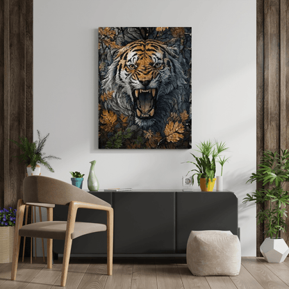 Tiger Camouflage in Leaves - Wall Art - Aestheticanvas