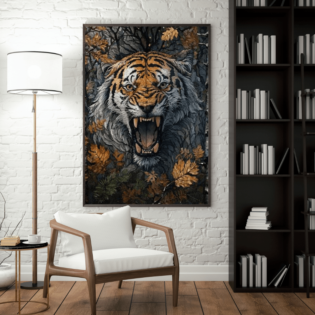 Tiger Camouflage in Leaves - Wall Art - Aestheticanvas