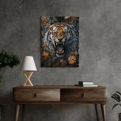 Tiger Camouflage in Leaves - Wall Art - Aestheticanvas