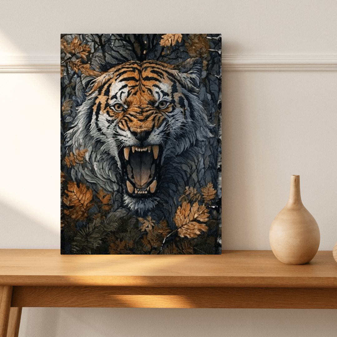 Tiger Camouflage in Leaves - Wall Art - Aestheticanvas