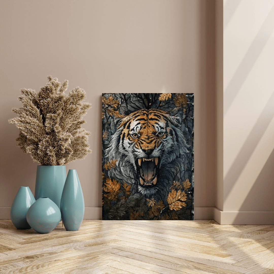 Tiger Camouflage in Leaves - Wall Art - Aestheticanvas