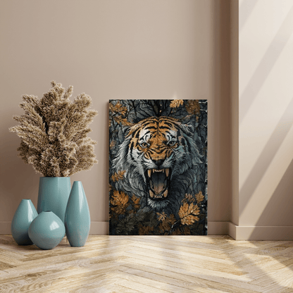 Tiger Camouflage in Leaves - Wall Art - Aestheticanvas