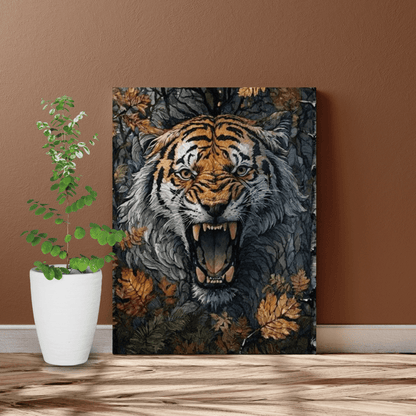 Tiger Camouflage in Leaves - Wall Art - Aestheticanvas