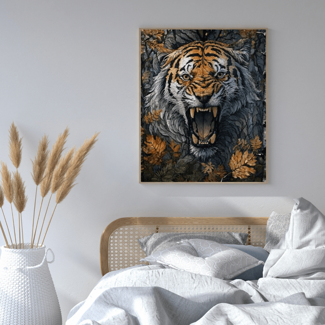 Tiger Camouflage in Leaves - Wall Art - Aestheticanvas