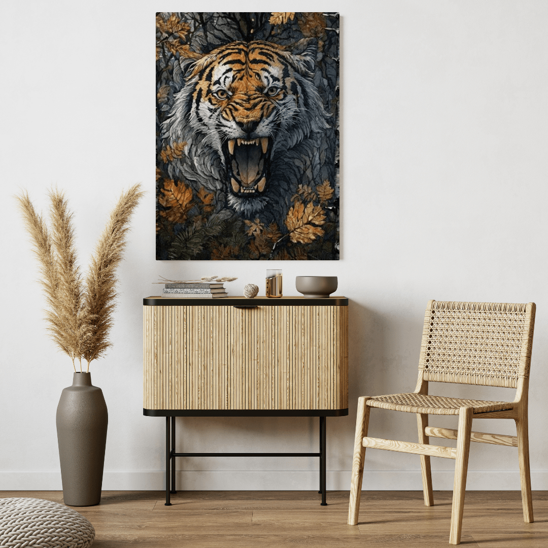 Tiger Camouflage in Leaves - Wall Art - Aestheticanvas