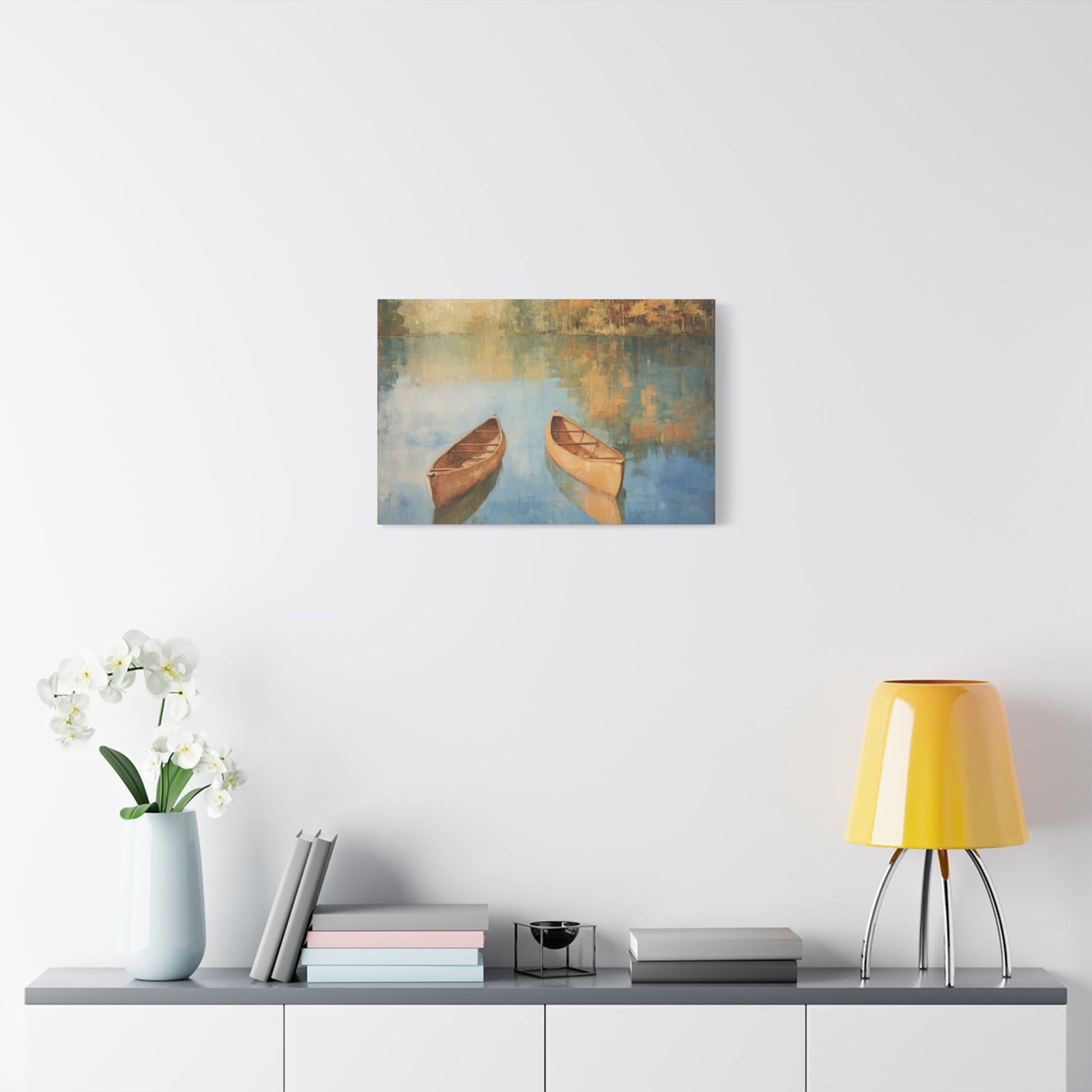 Tranquil Autumn Canoes - Nature Wall Art - Aestheticanvas