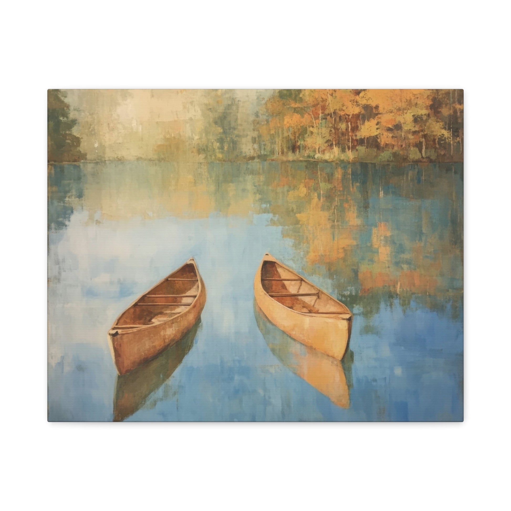 Tranquil Autumn Canoes - Nature Wall Art - Aestheticanvas