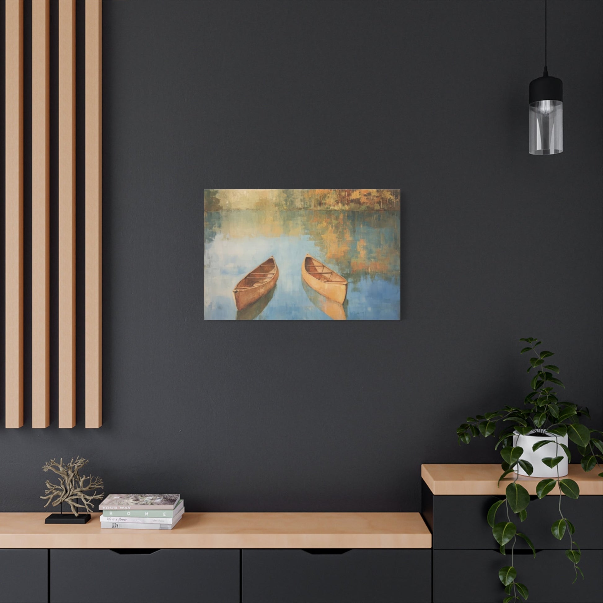 Tranquil Autumn Canoes - Nature Wall Art - Aestheticanvas