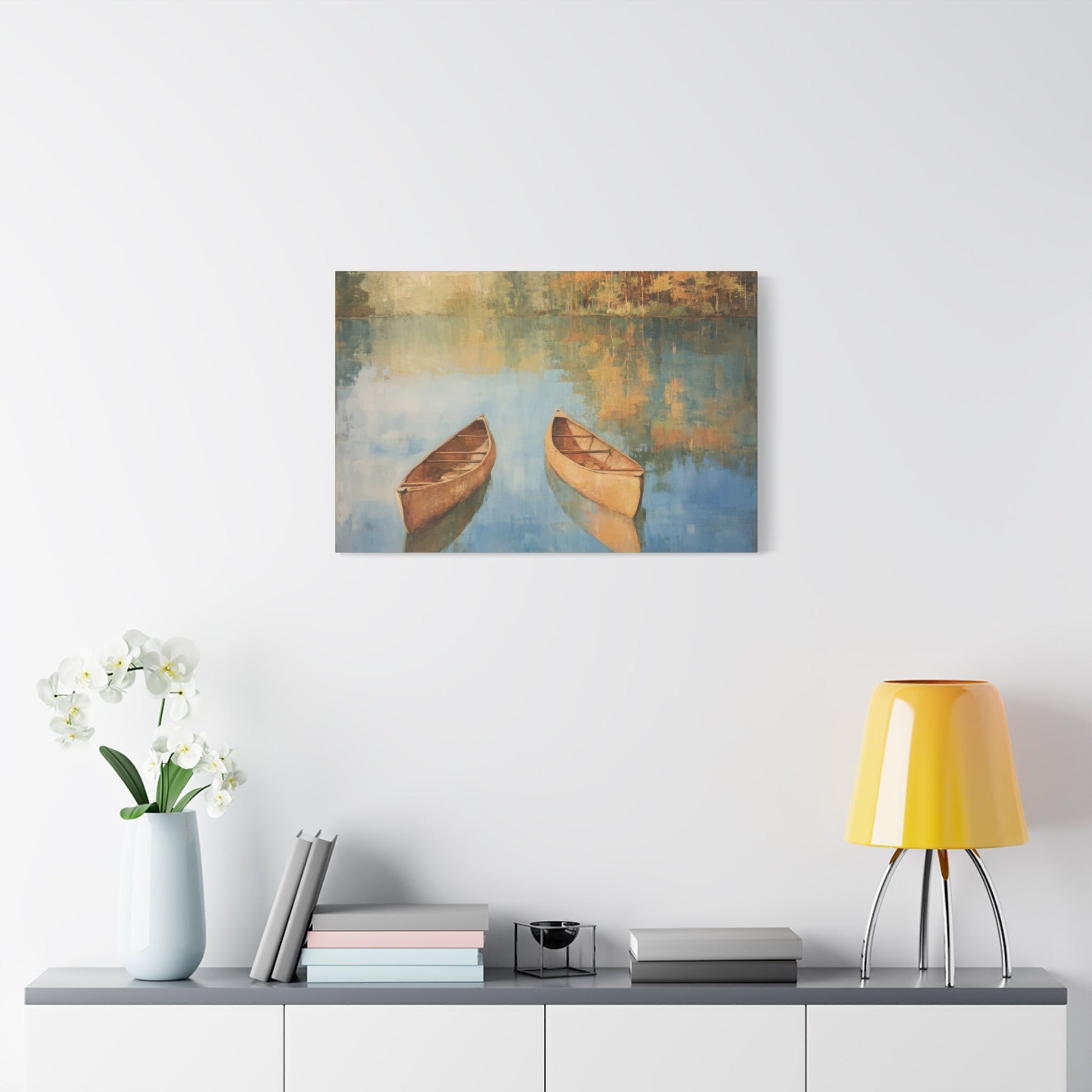 Tranquil Autumn Canoes - Nature Wall Art - Aestheticanvas