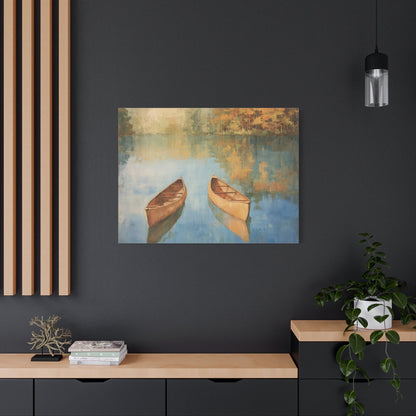 Tranquil Autumn Canoes - Nature Wall Art - Aestheticanvas