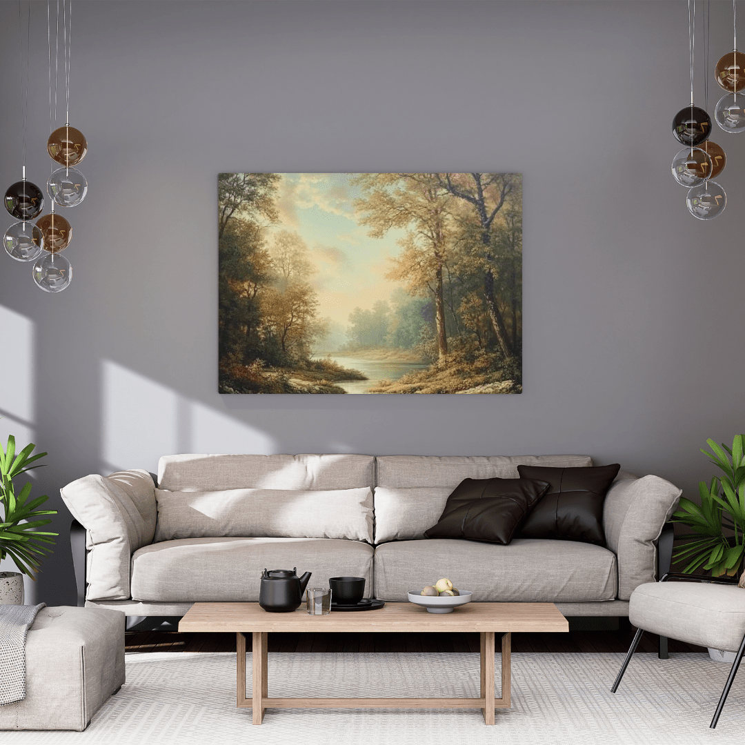 Tranquil Autumn River Scene - Nature Wall Art - Aestheticanvas