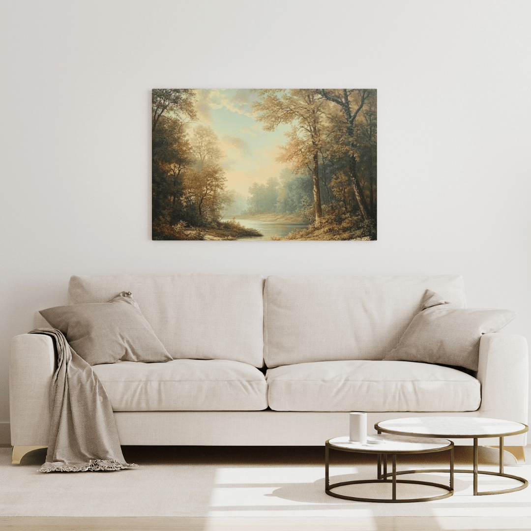 Tranquil Autumn River Scene - Nature Wall Art - Aestheticanvas