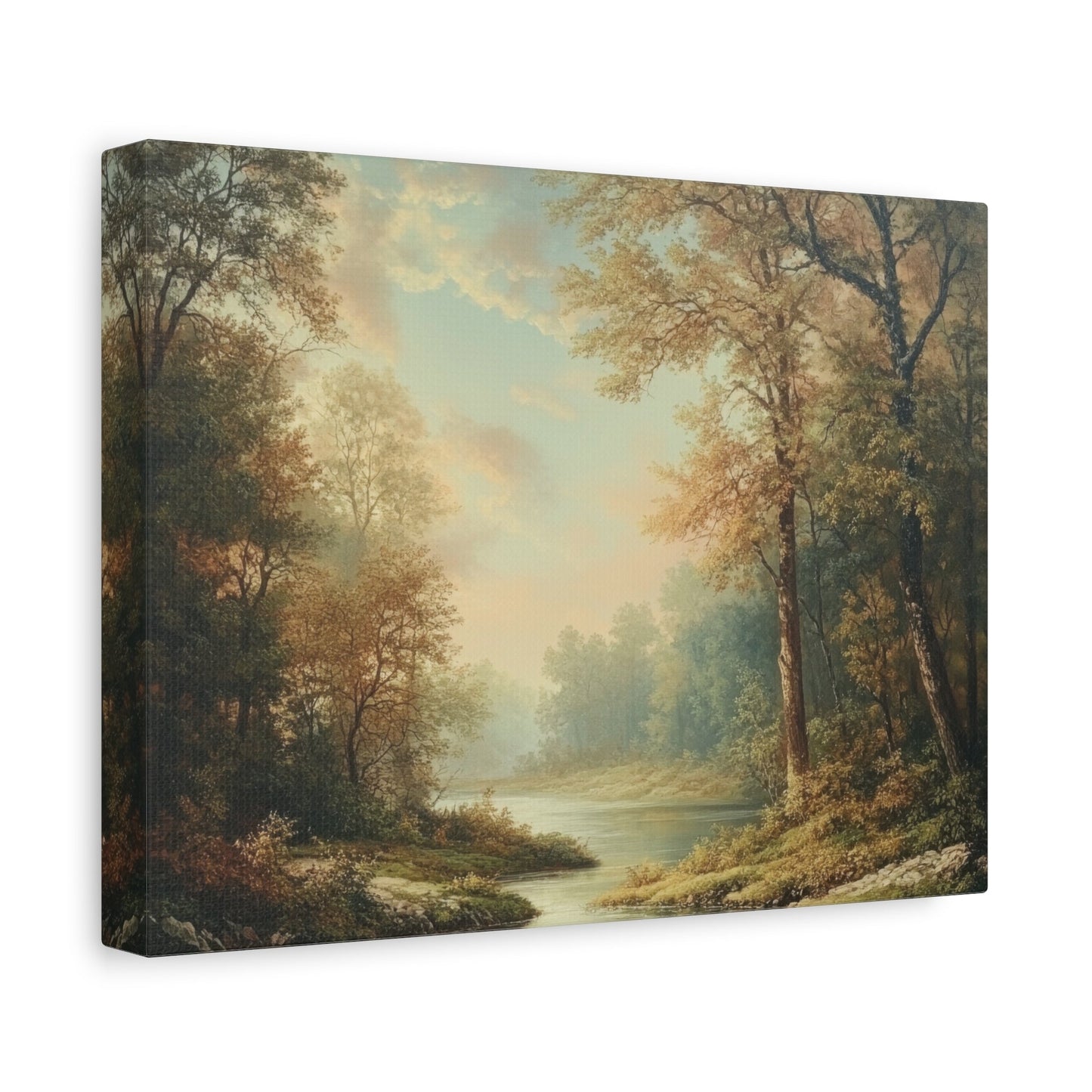 Tranquil Autumn River Scene - Nature Wall Art - Aestheticanvas