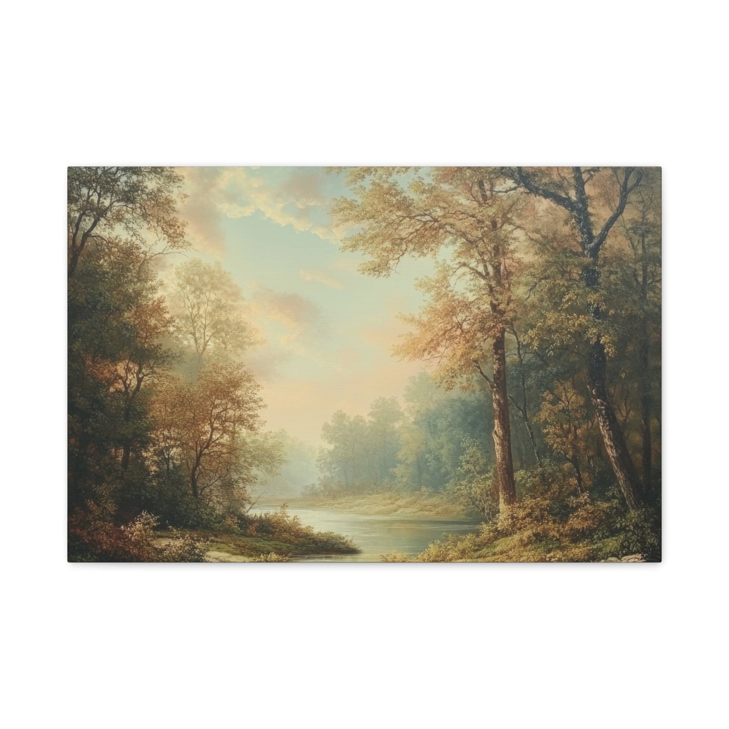 Tranquil Autumn River Scene - Nature Wall Art - Aestheticanvas