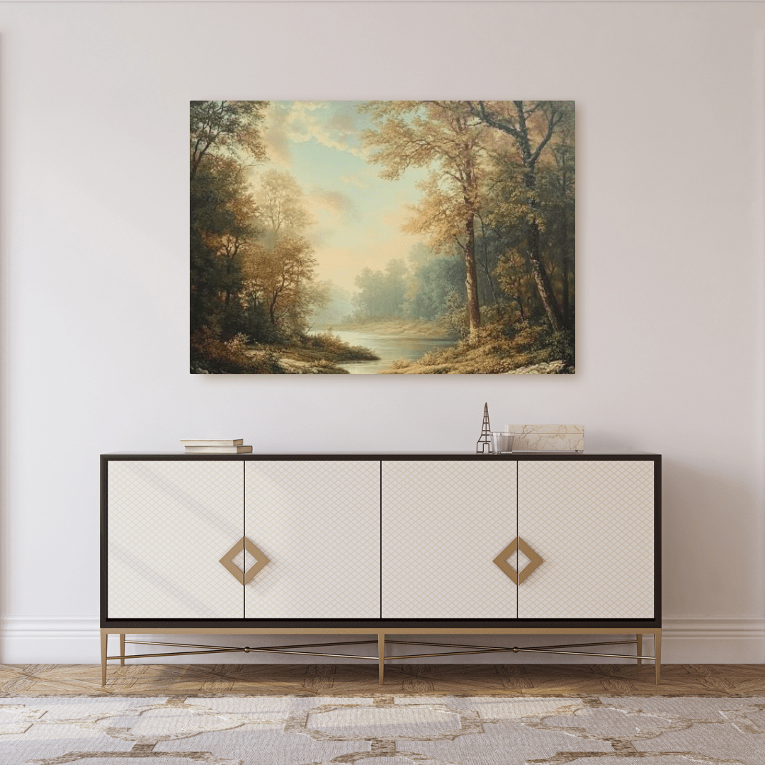 Tranquil Autumn River Scene - Nature Wall Art - Aestheticanvas