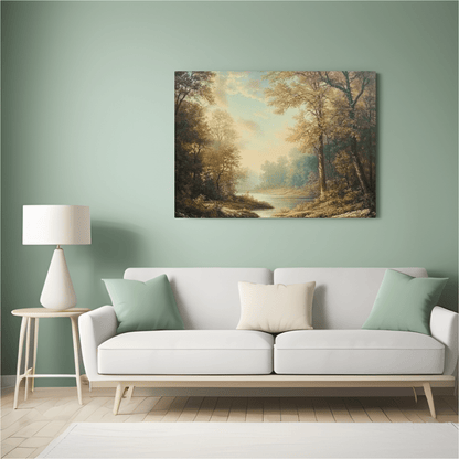 Tranquil Autumn River Scene - Nature Wall Art - Aestheticanvas