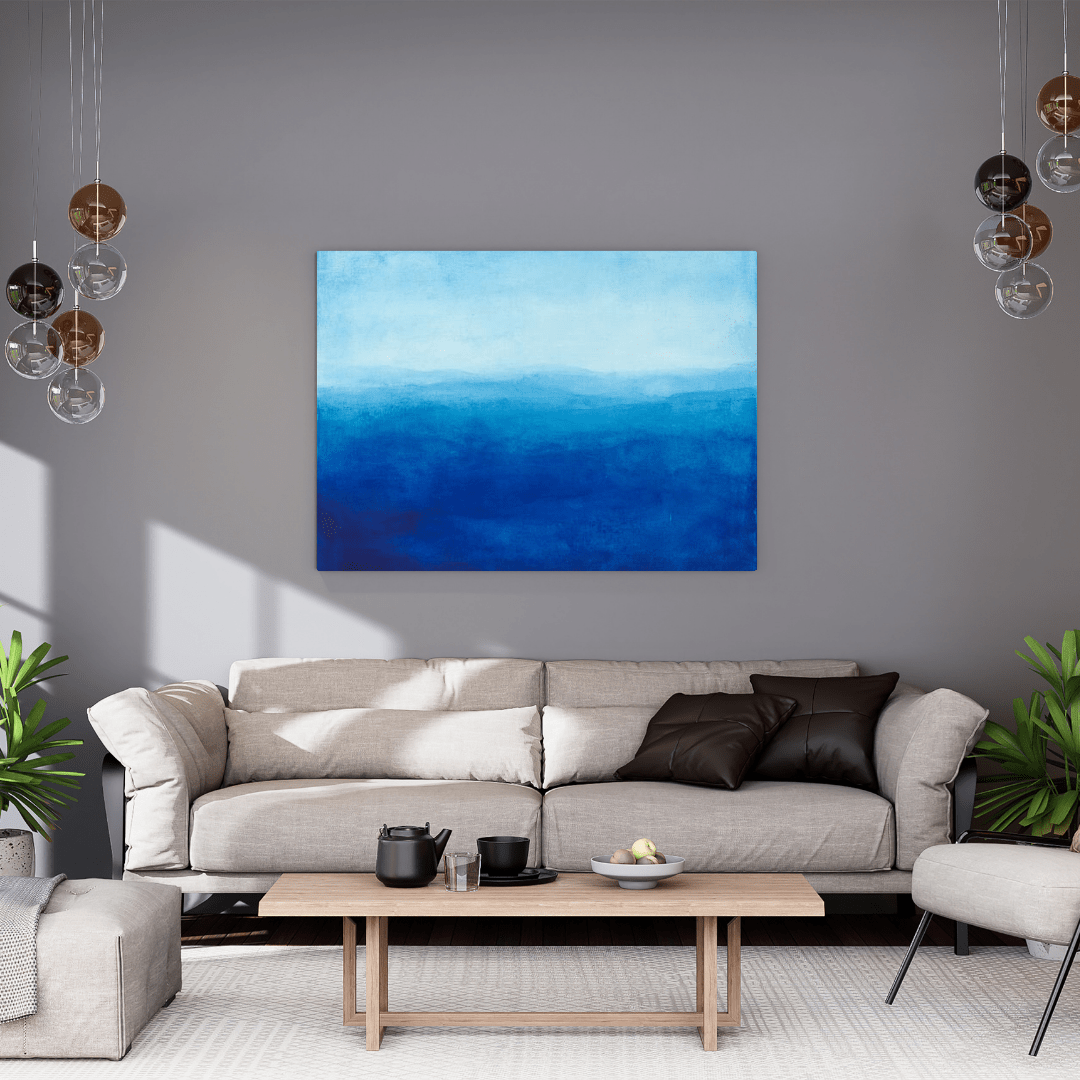 Tranquil Blue Horizons - Abstract Wall Art - Aestheticanvas