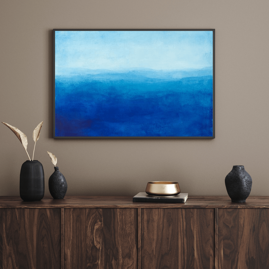 Tranquil Blue Horizons - Abstract Wall Art - Aestheticanvas