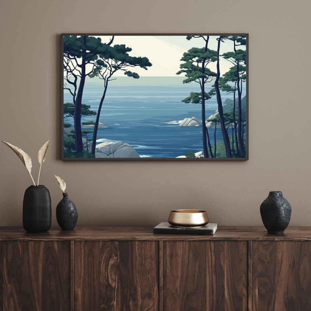 Tranquil Coastal Forest Scene - Landscape Wall Art - Aestheticanvas