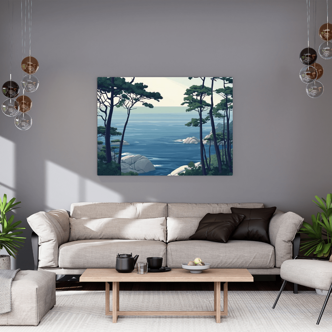 Tranquil Coastal Forest Scene - Landscape Wall Art - Aestheticanvas