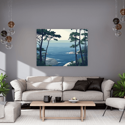 Tranquil Coastal Forest Scene - Landscape Wall Art - Aestheticanvas