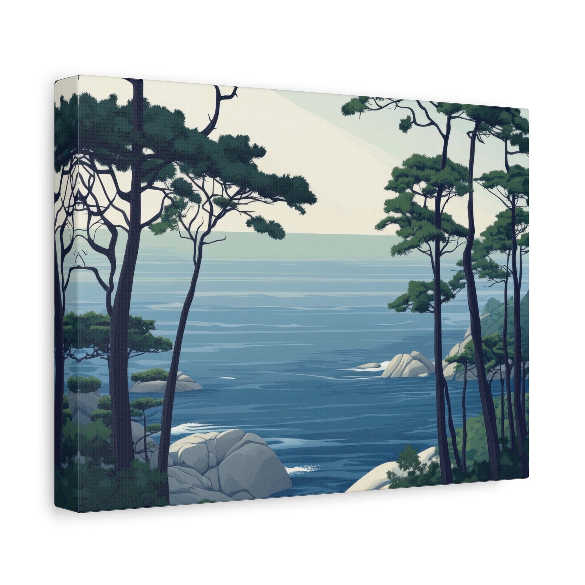 Tranquil Coastal Forest Scene - Landscape Wall Art - Aestheticanvas