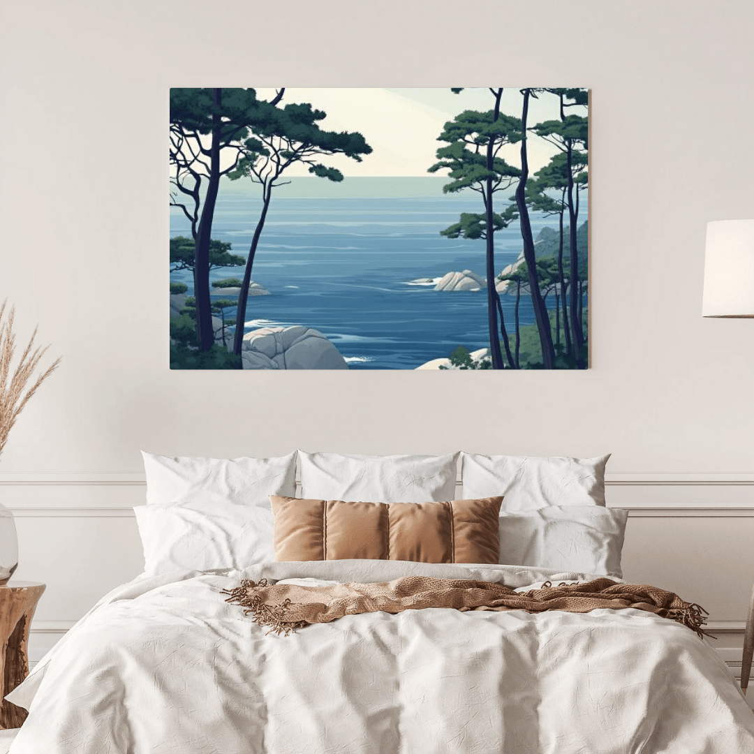 Tranquil Coastal Forest Scene - Landscape Wall Art - Aestheticanvas