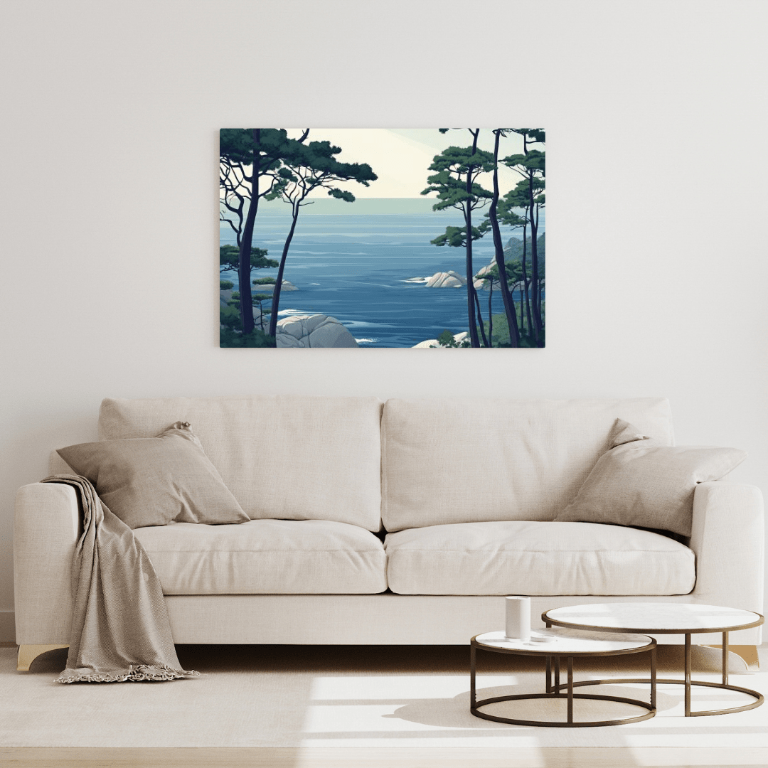 Tranquil Coastal Forest Scene - Landscape Wall Art - Aestheticanvas