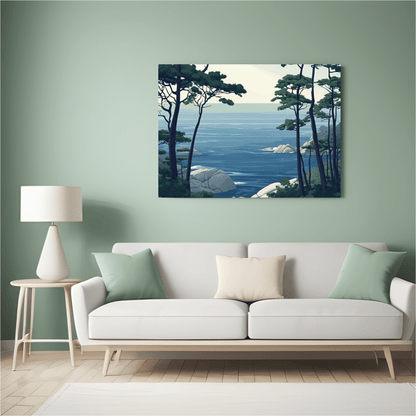 Tranquil Coastal Forest Scene - Landscape Wall Art - Aestheticanvas