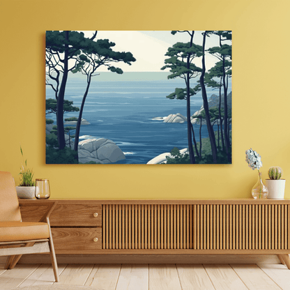 Tranquil Coastal Forest Scene - Landscape Wall Art - Aestheticanvas