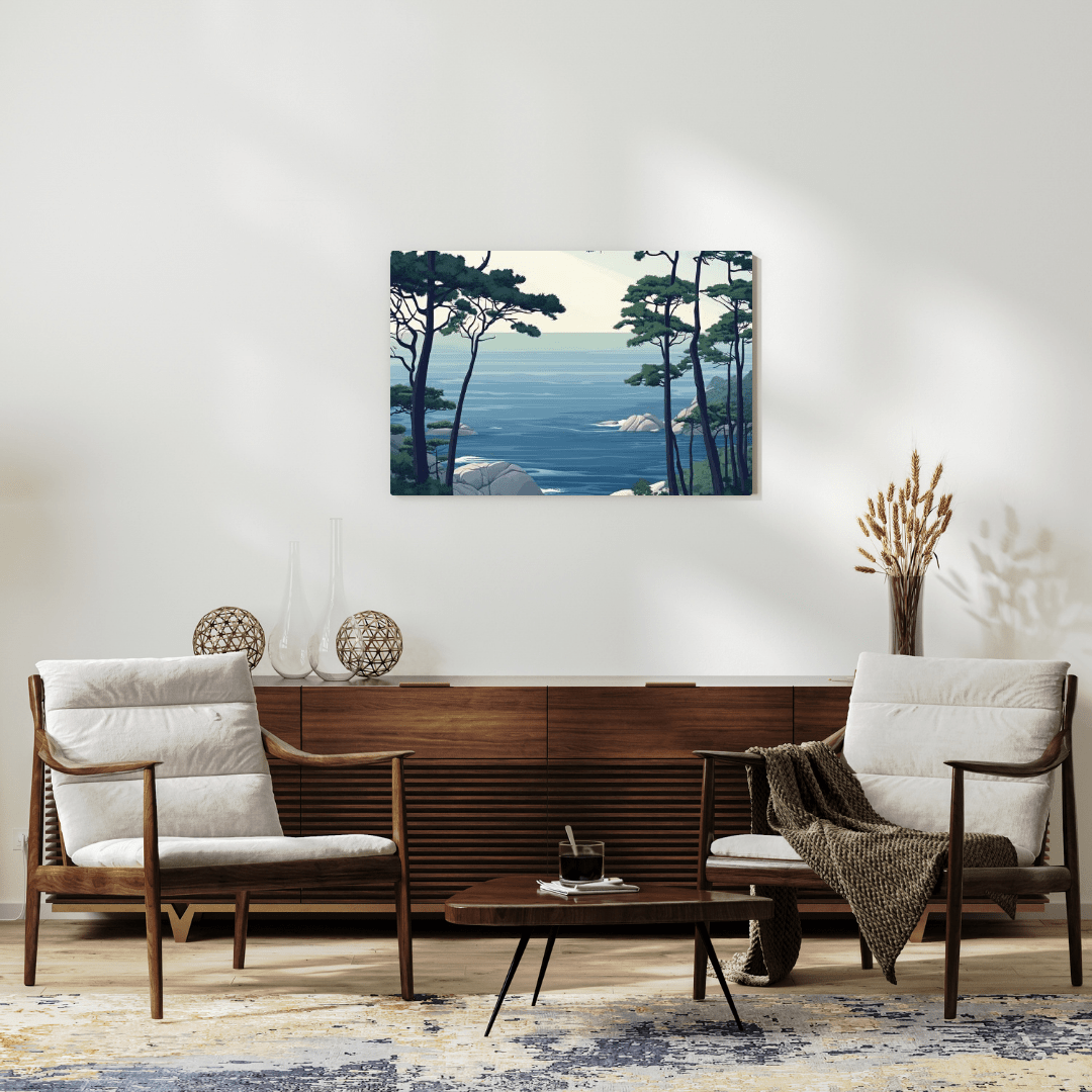 Tranquil Coastal Forest Scene - Landscape Wall Art - Aestheticanvas