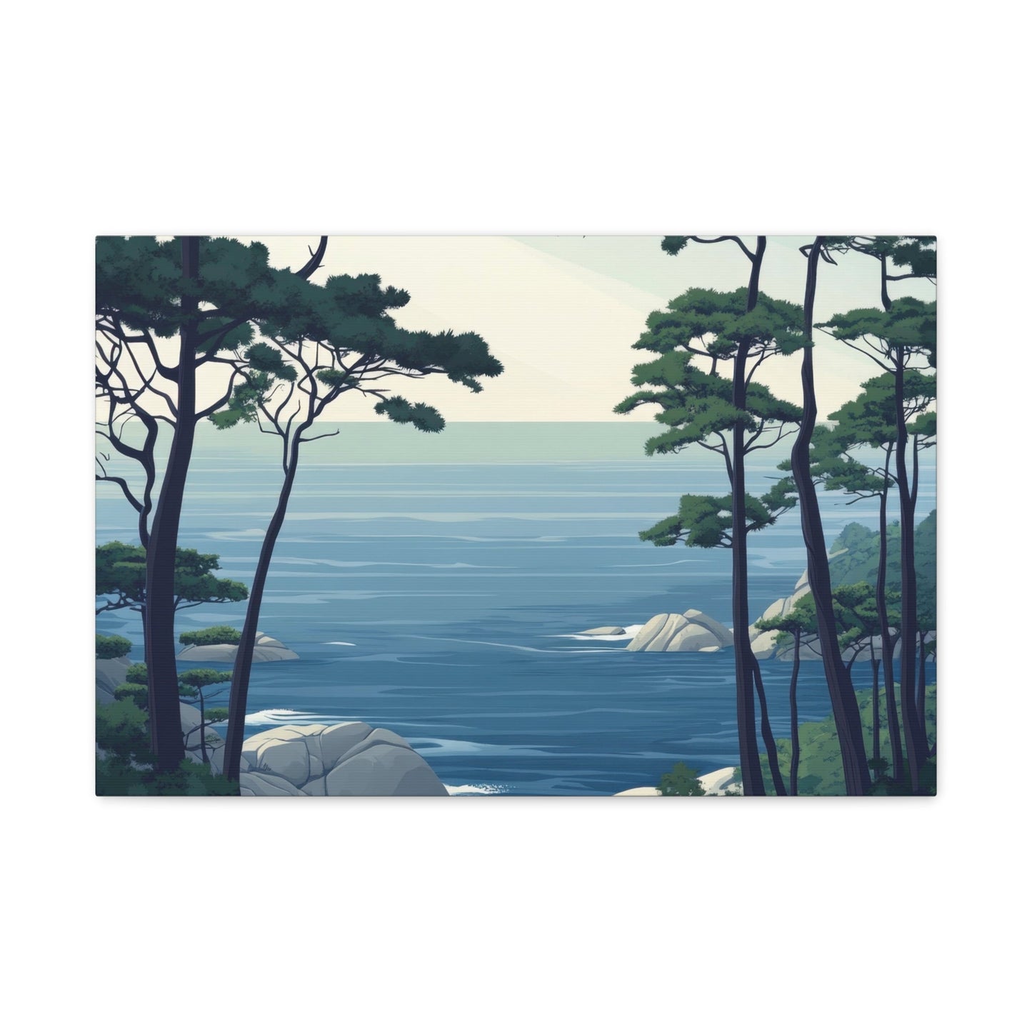 Tranquil Coastal Forest Scene - Landscape Wall Art - Aestheticanvas