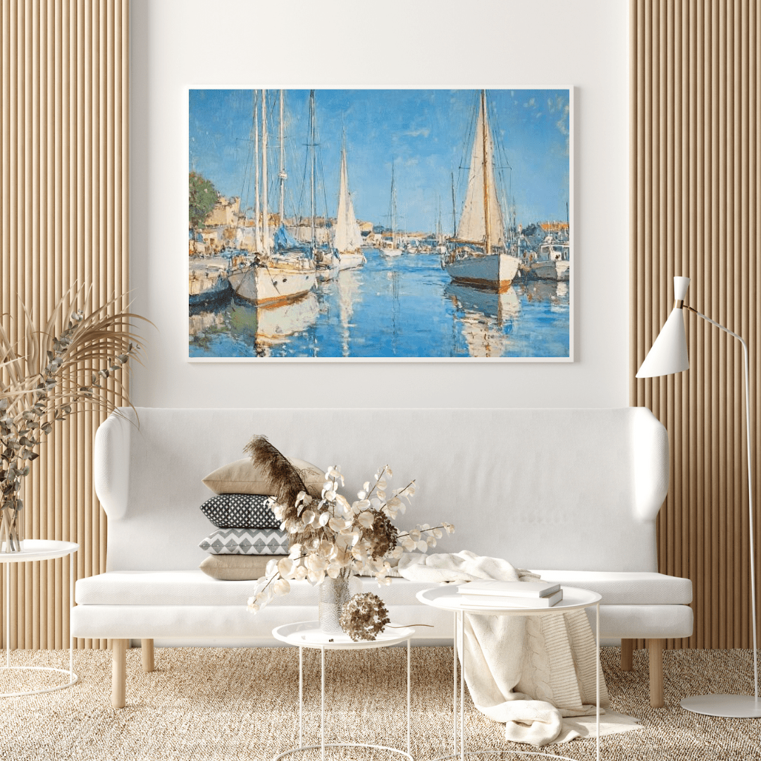 Tranquil Coastal Harbour Scene - Nautical Wall Art - Aestheticanvas