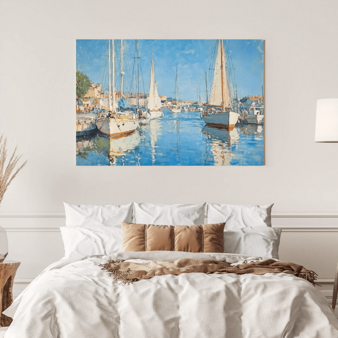 Tranquil Coastal Harbour Scene - Nautical Wall Art - Aestheticanvas