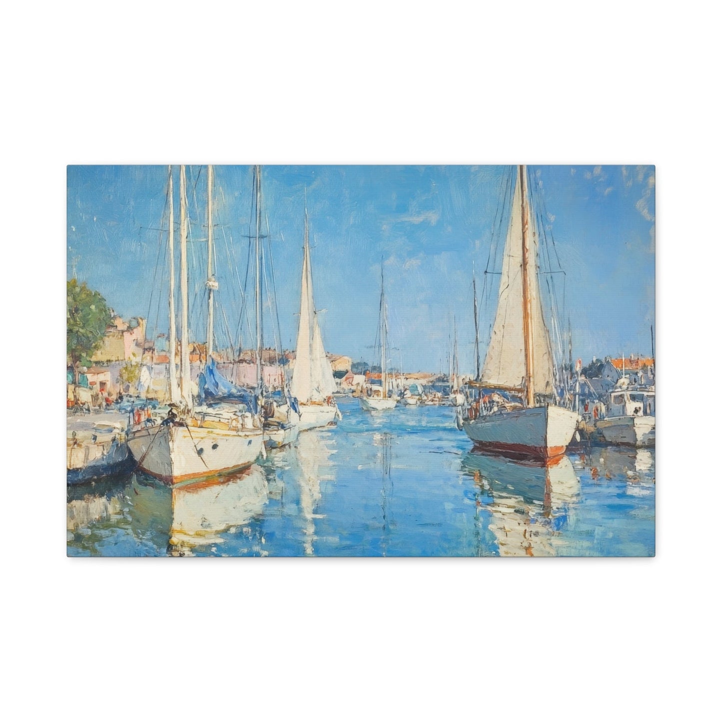 Tranquil Coastal Harbour Scene - Nautical Wall Art - Aestheticanvas