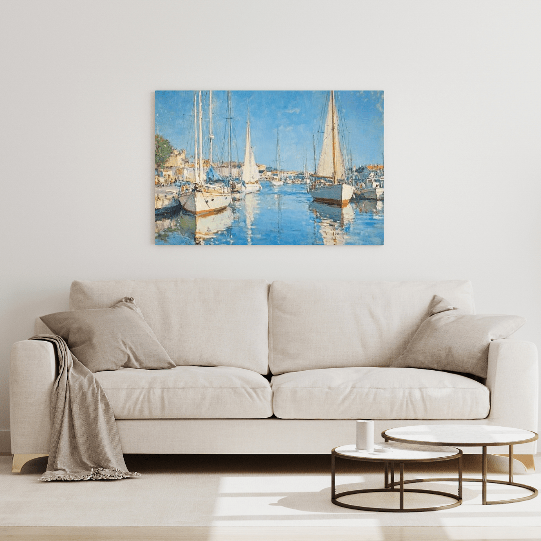 Tranquil Coastal Harbour Scene - Nautical Wall Art - Aestheticanvas