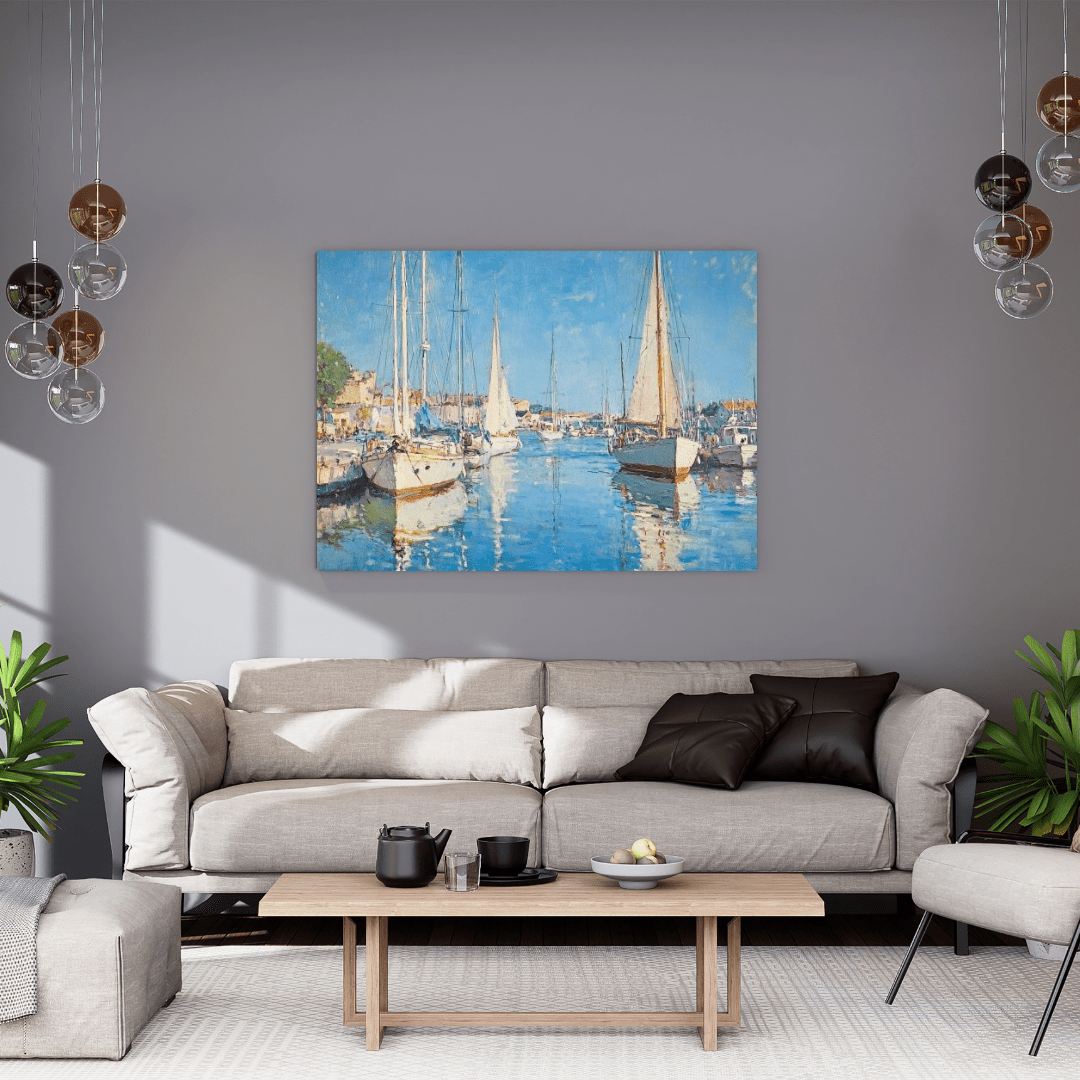 Tranquil Coastal Harbour Scene - Nautical Wall Art - Aestheticanvas