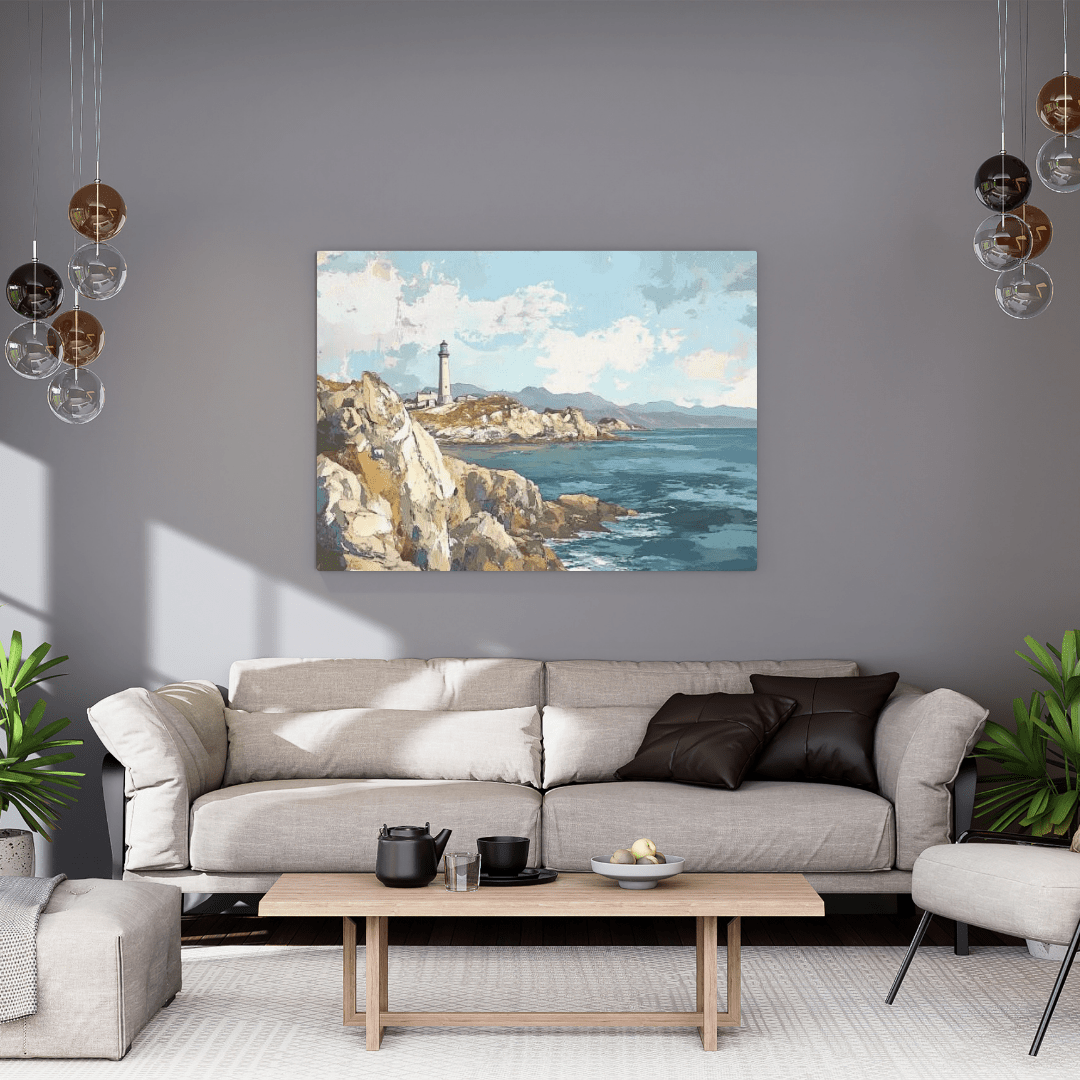 Tranquil Coastal Lighthouse View - Landscape Wall Art - Aestheticanvas