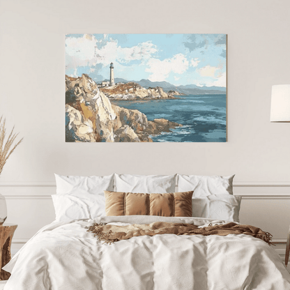 Tranquil Coastal Lighthouse View - Landscape Wall Art - Aestheticanvas