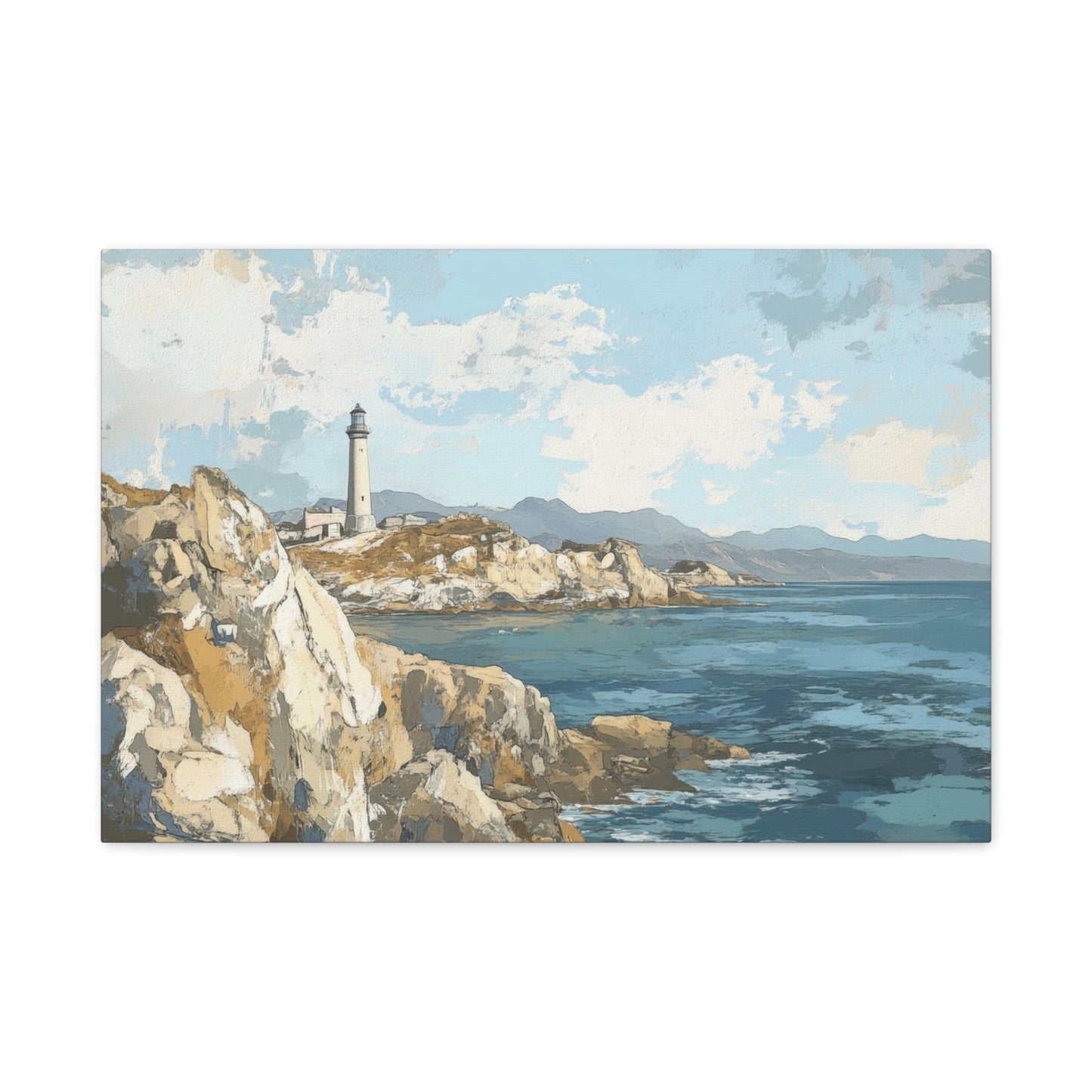 Tranquil Coastal Lighthouse View - Landscape Wall Art - Aestheticanvas