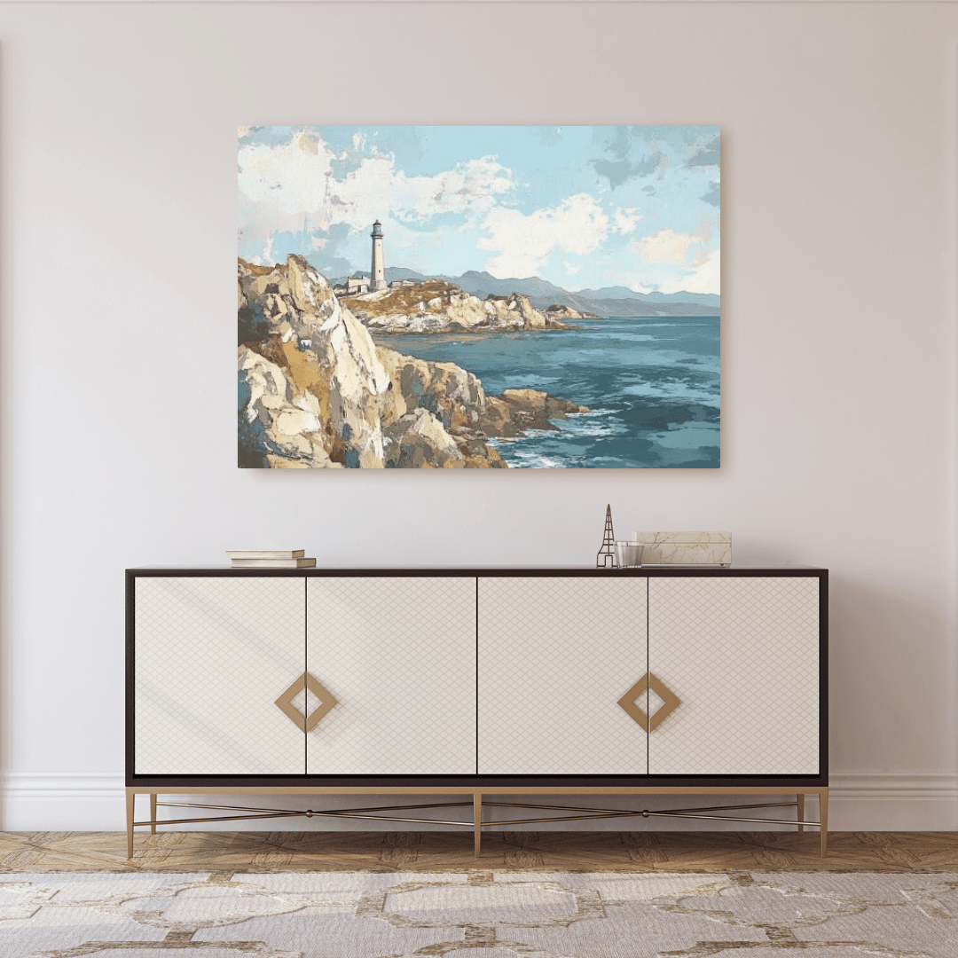 Tranquil Coastal Lighthouse View - Landscape Wall Art - Aestheticanvas