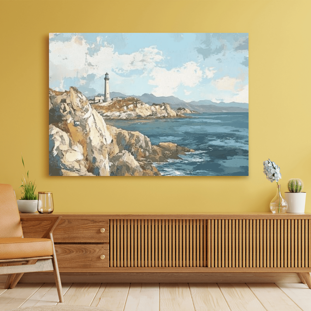 Tranquil Coastal Lighthouse View - Landscape Wall Art - Aestheticanvas