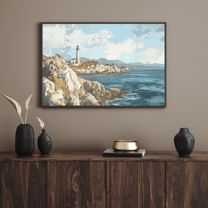 Tranquil Coastal Lighthouse View - Landscape Wall Art - Aestheticanvas