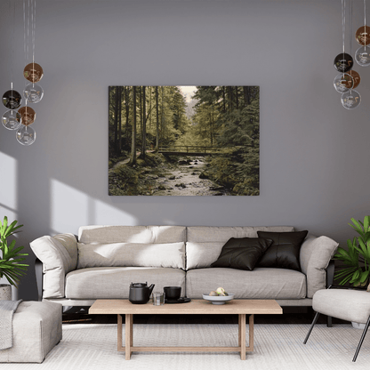 Tranquil Forest Bridge Scene - Nature Wall Art - Aestheticanvas