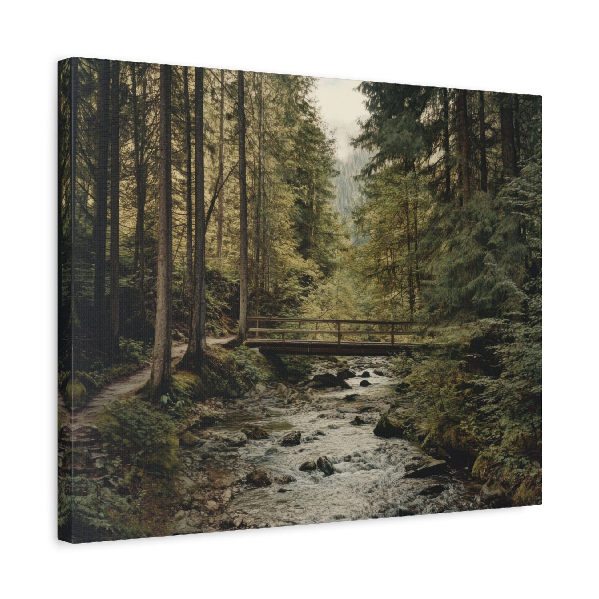 Tranquil Forest Bridge Scene - Nature Wall Art - Aestheticanvas