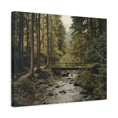 Tranquil Forest Bridge Scene - Nature Wall Art - Aestheticanvas