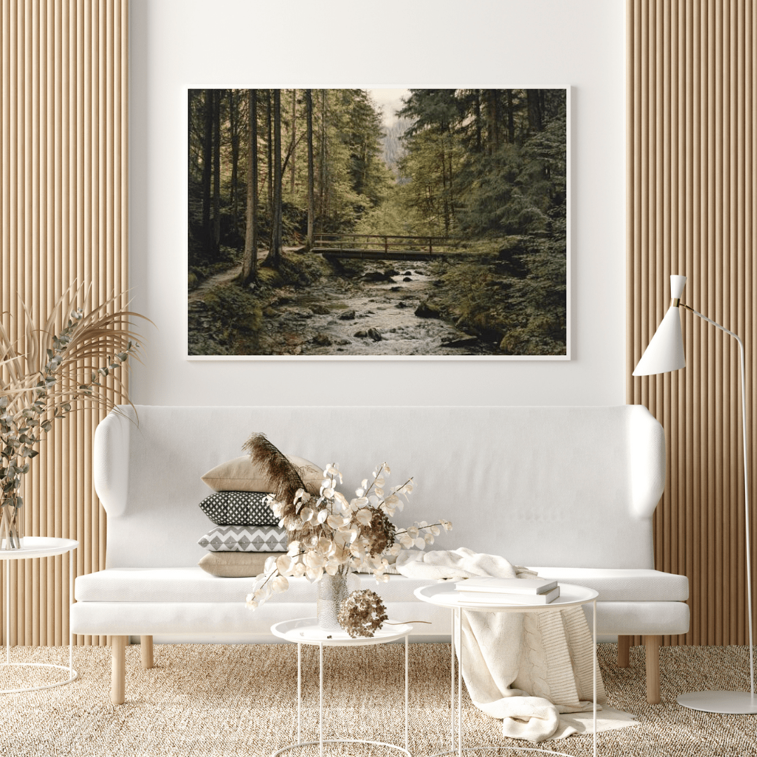 Tranquil Forest Bridge Scene - Nature Wall Art - Aestheticanvas