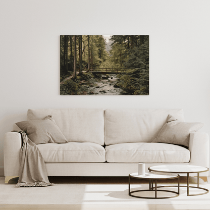 Tranquil Forest Bridge Scene - Nature Wall Art - Aestheticanvas